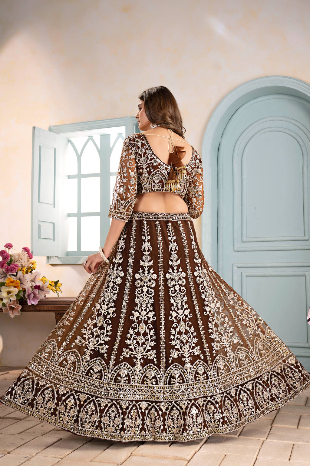 Lehenga Mart Designer Bollywood Style Wedding Wear Lehenga Choli - Brown | Grocsy