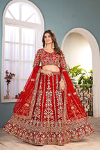 Lehenga Mart Designer Bollywood Style Wedding Wear Lehenga Choli - Red | Grocsy