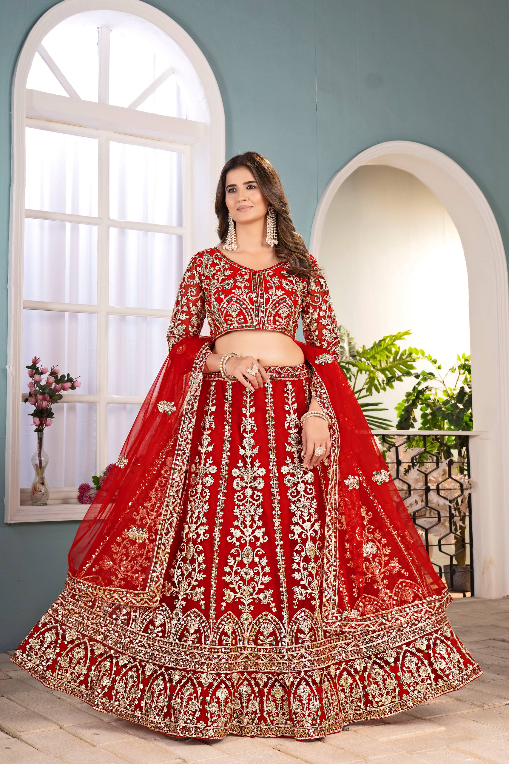 Lehenga Mart Designer Bollywood Style Wedding Wear Lehenga Choli - Red | Grocsy
