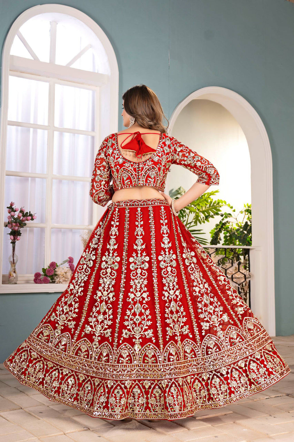 Lehenga Mart Designer Bollywood Style Wedding Wear Lehenga Choli - Red | Grocsy