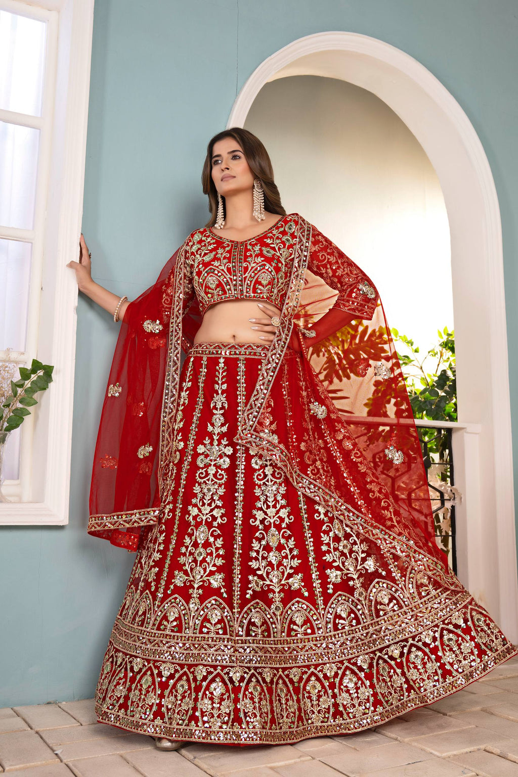 Lehenga Mart Designer Bollywood Style Wedding Wear Lehenga Choli - Red | Grocsy