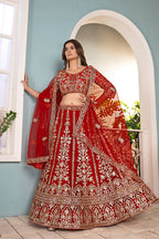 Lehenga Mart Designer Bollywood Style Wedding Wear Lehenga Choli - Red | Grocsy
