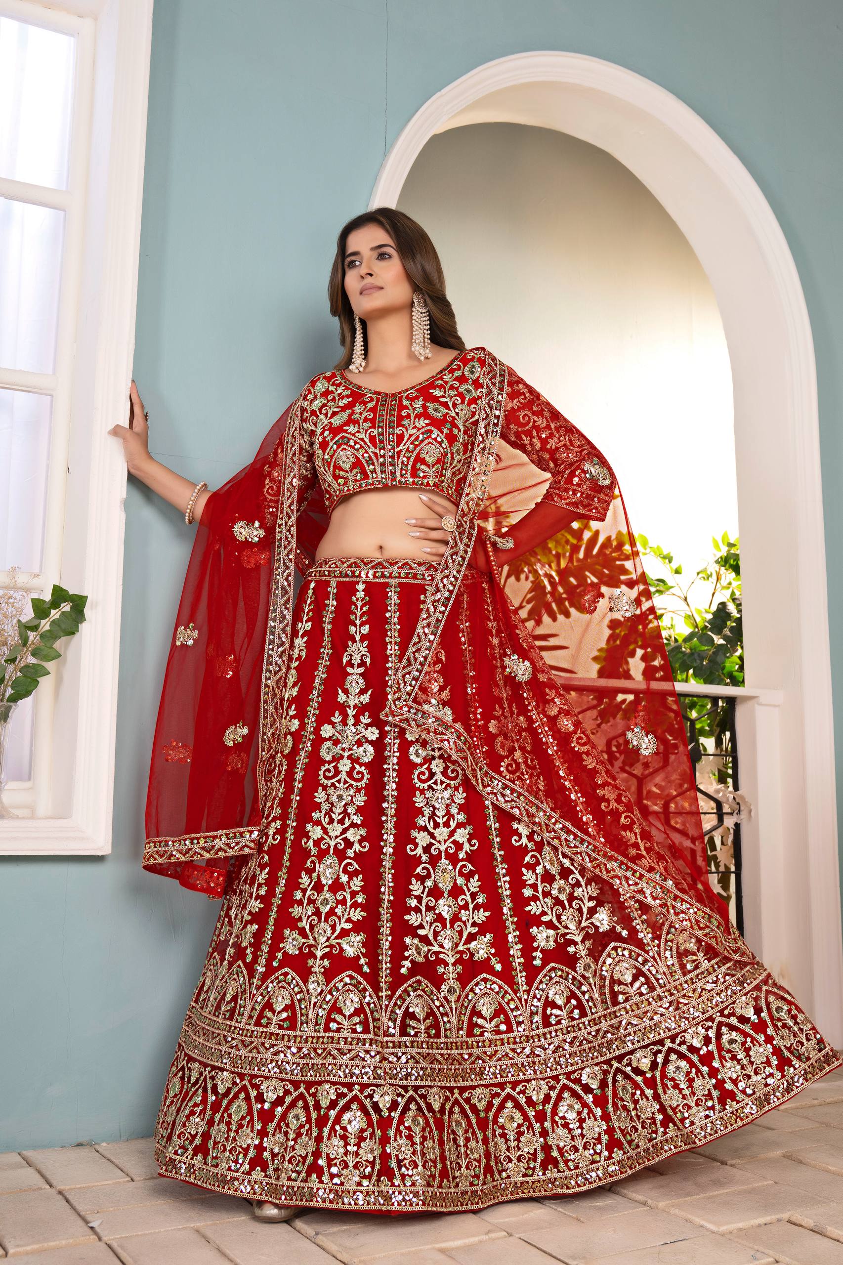 Lehenga Mart Designer Bollywood Style Wedding Wear Lehenga Choli - Red | Grocsy
