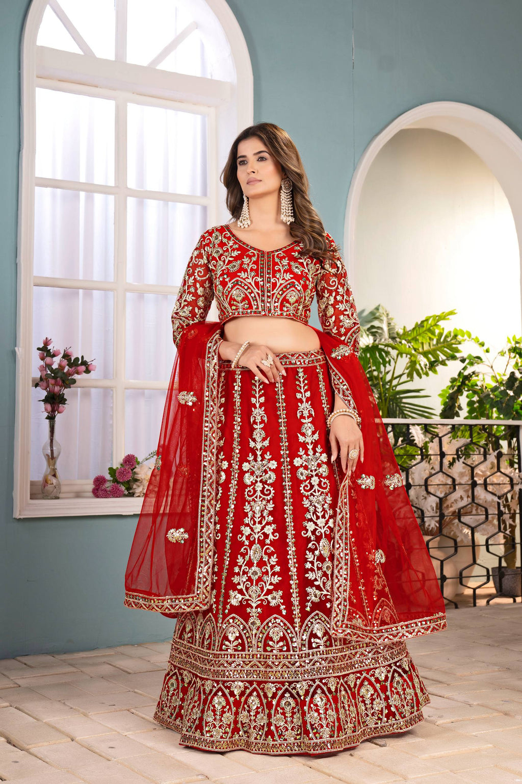 Lehenga Mart Designer Bollywood Style Wedding Wear Lehenga Choli - Red | Grocsy