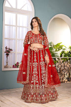 Lehenga Mart Designer Bollywood Style Wedding Wear Lehenga Choli - Red | Grocsy