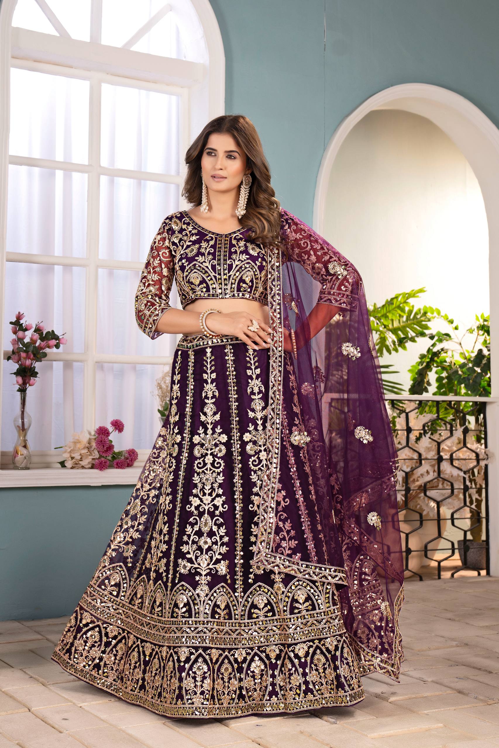 Lehenga Mart Designer Bollywood Style Wedding Wear Lehenga Choli - Wine | Grocsy