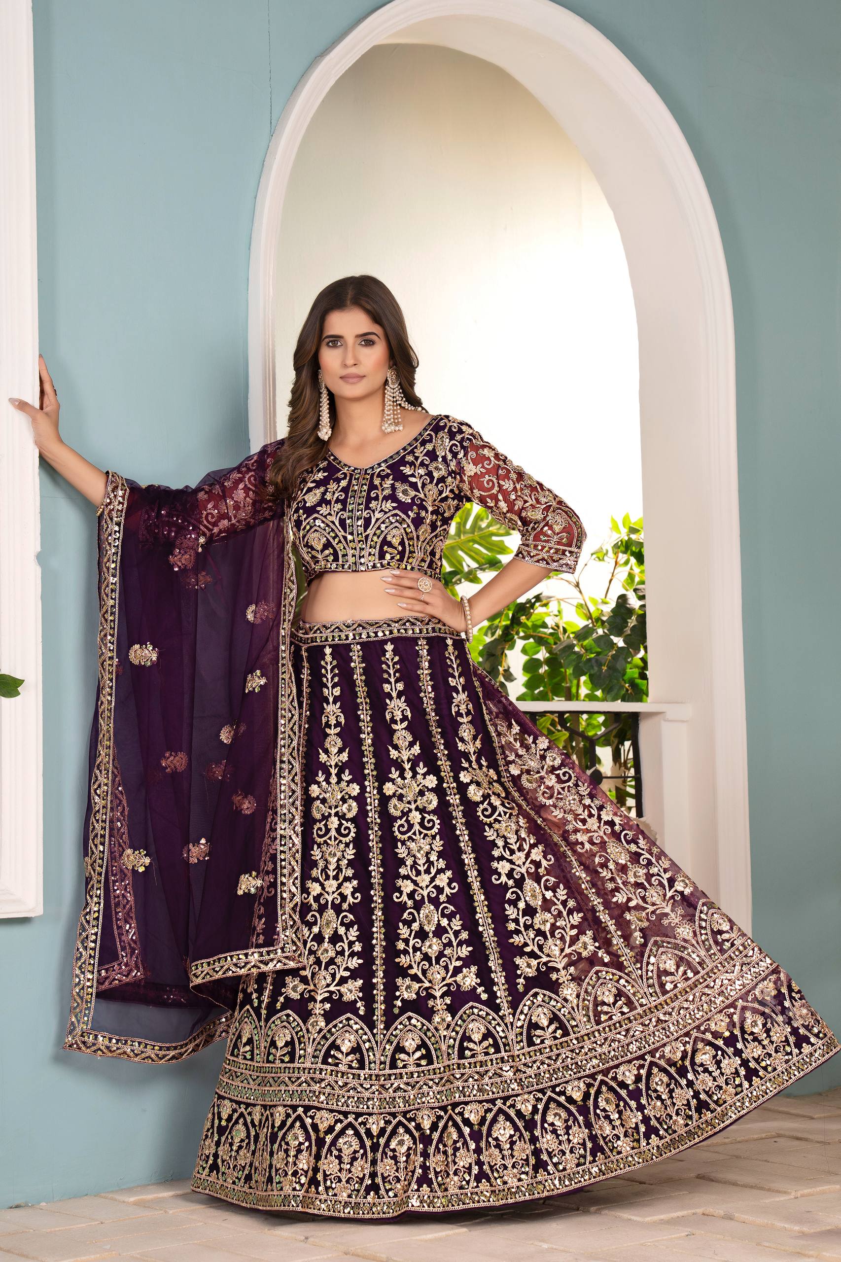 Lehenga Mart Designer Bollywood Style Wedding Wear Lehenga Choli - Wine | Grocsy