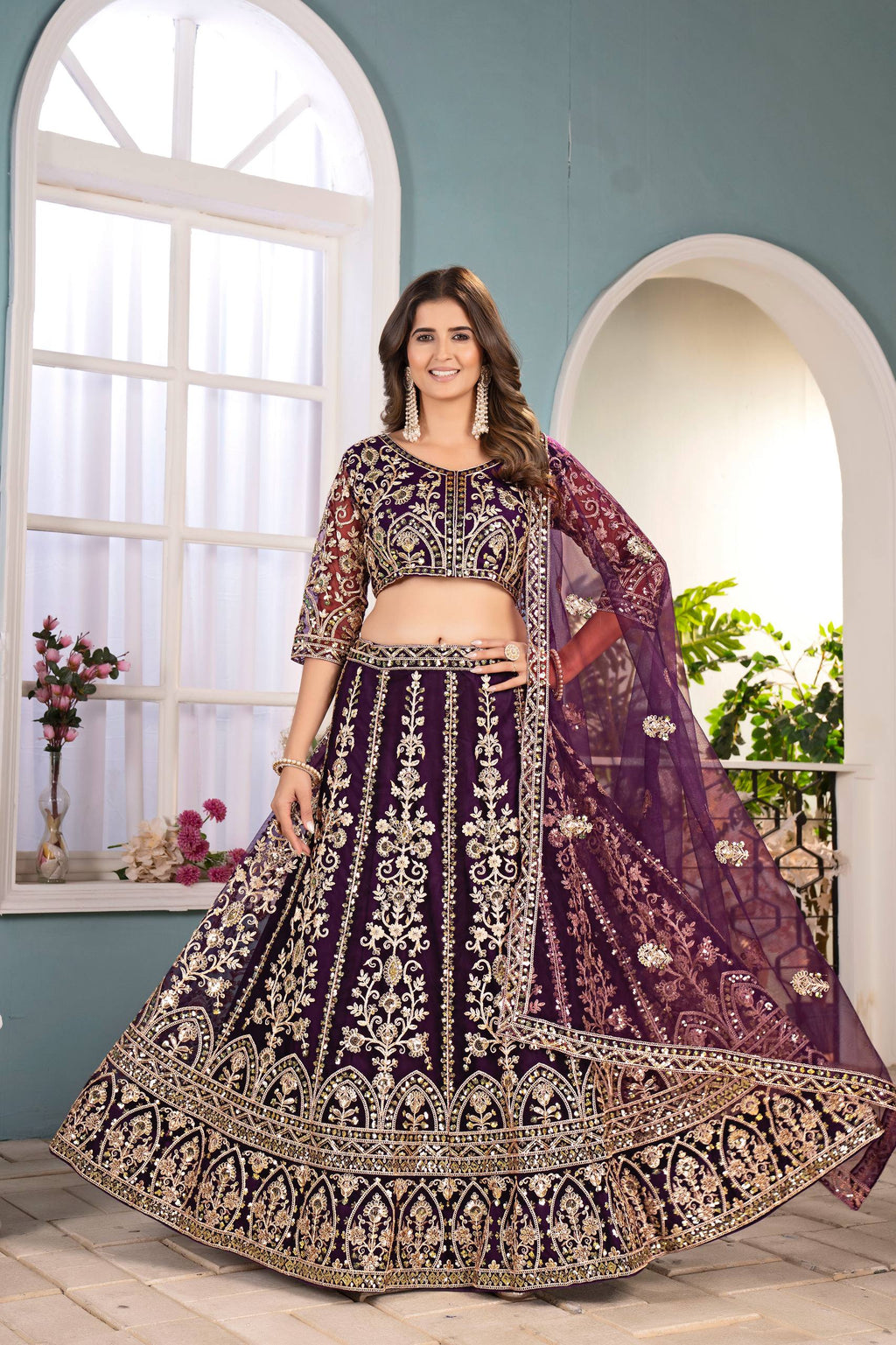Lehenga Mart Designer Bollywood Style Wedding Wear Lehenga Choli - Wine | Grocsy