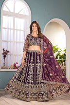 Lehenga Mart Designer Bollywood Style Wedding Wear Lehenga Choli - Wine | Grocsy