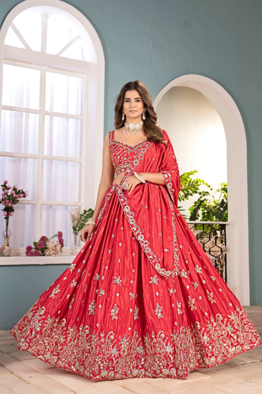 Lehenga Mart Designer Bollywood Style Wedding Wear Lehenga Choli - Red | Grocsy