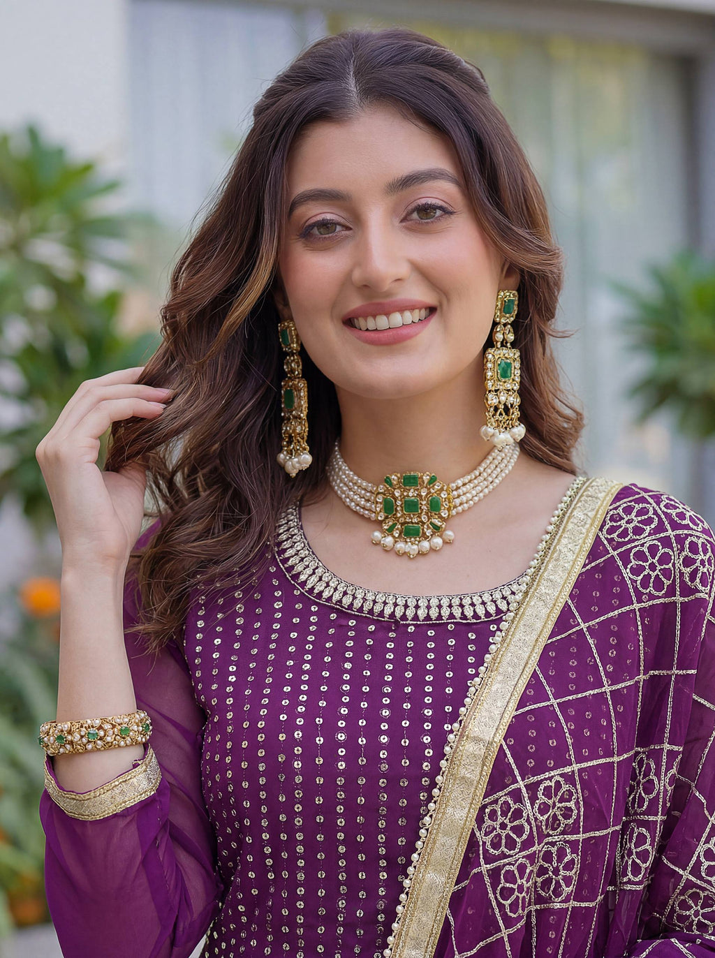 Lehenga Mart Designer Sharara Suit With Kurta Sharara Dupatta For Women-Purple | Grocsy
