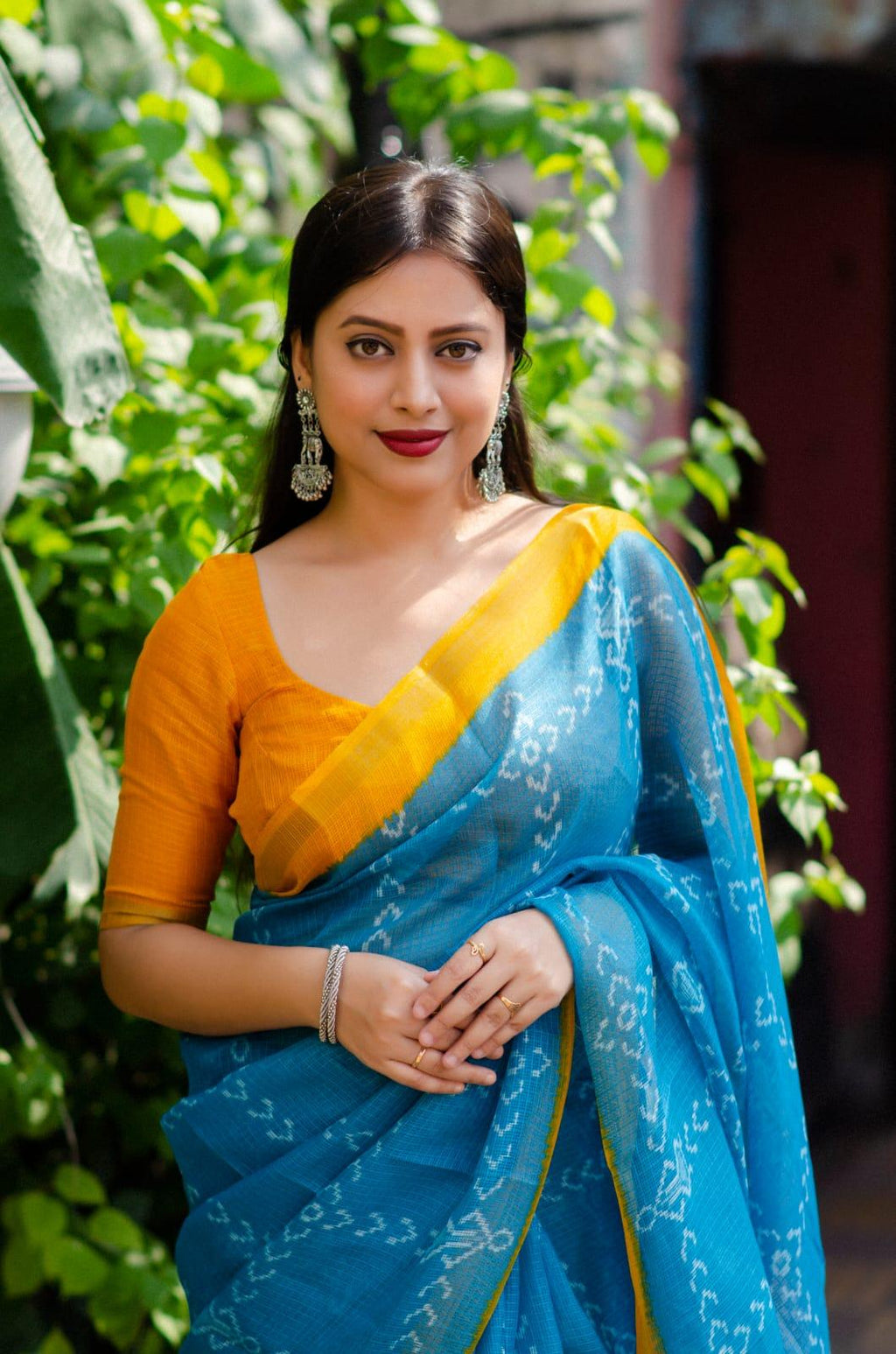 Rama Polycotton Ethnic Motifs Saree with Unstitched Blouse - A2M | Grocsy