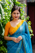 Rama Polycotton Ethnic Motifs Saree with Unstitched Blouse - A2M | Grocsy