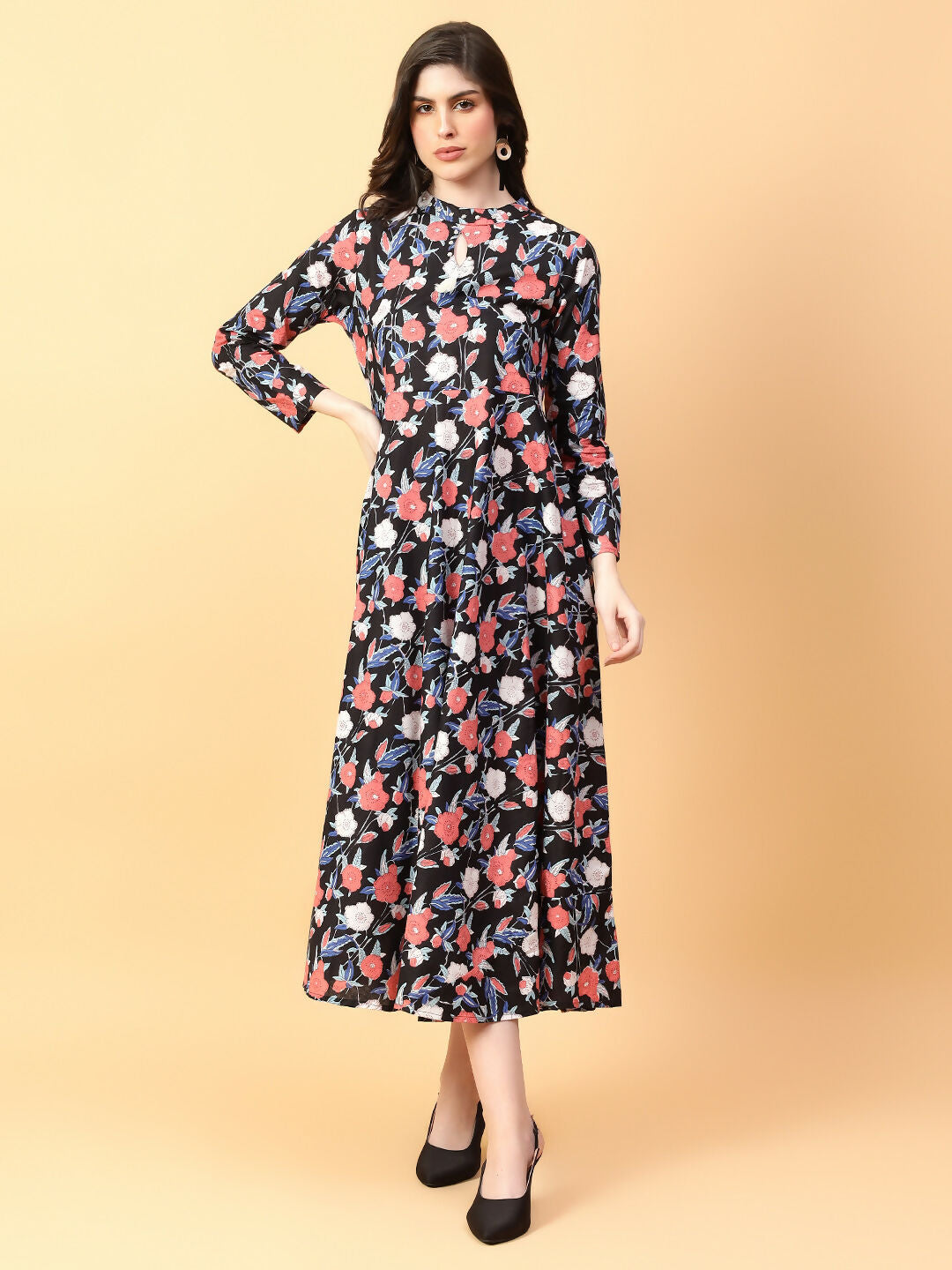 Joban Fashion Black Cotton Printed & Hand Work Dress | Grocsy