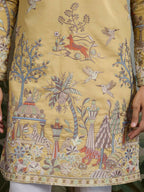Vastranavya Yellow Exclusive Festival Wear Viscose Silk Thread & Sequence Embroidered Work Kurta | Grocsy