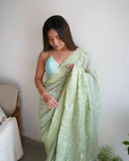 Vamsee Vani Green Georgette Saree | Grocsy