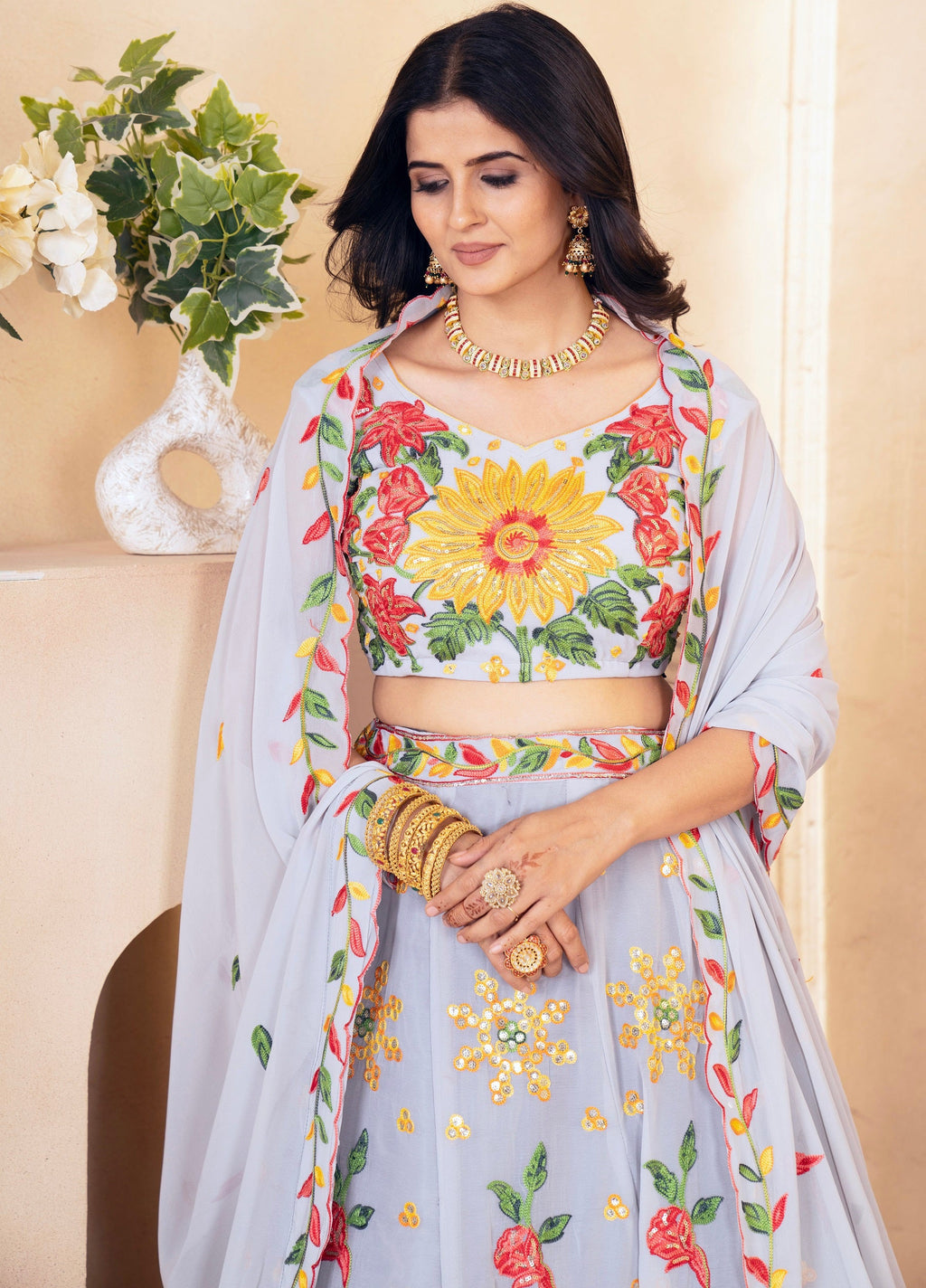 Lehenga Mart Designer Wedding Lehenga Choli For Women - Grey | Grocsy