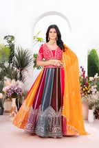 Lehenga Mart Multicolor Georgette Desigenr Wedding Lehnega Choli | Grocsy