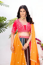 Lehenga Mart Multicolor Georgette Desigenr Wedding Lehnega Choli | Grocsy