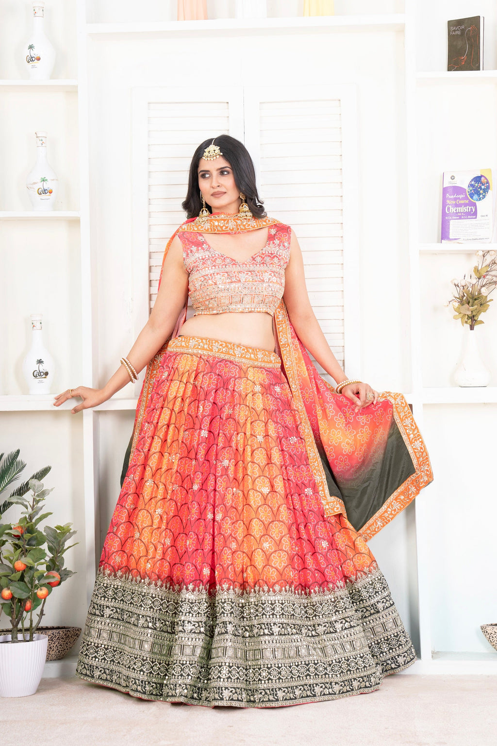 Lehenga Mart Designer Wedding Lehenga Choli For Women - Orange | Grocsy