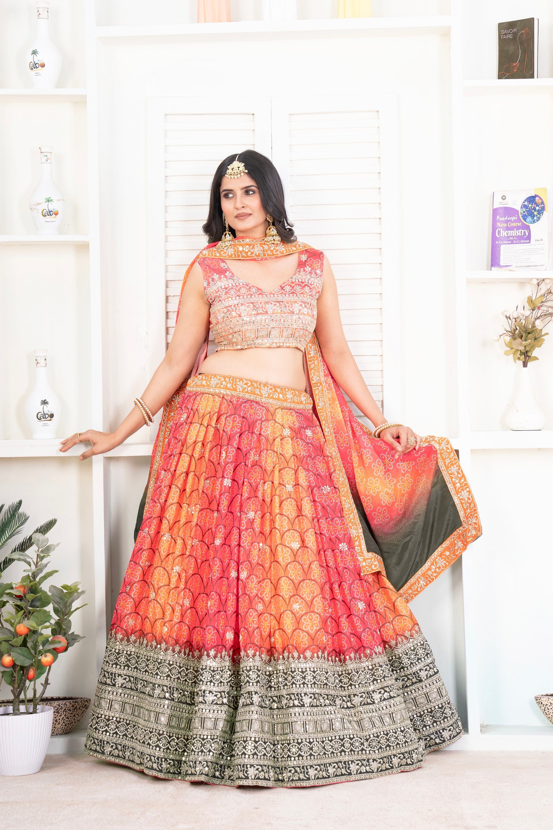 Lehenga Mart Designer Wedding Lehenga Choli For Women - Orange | Grocsy