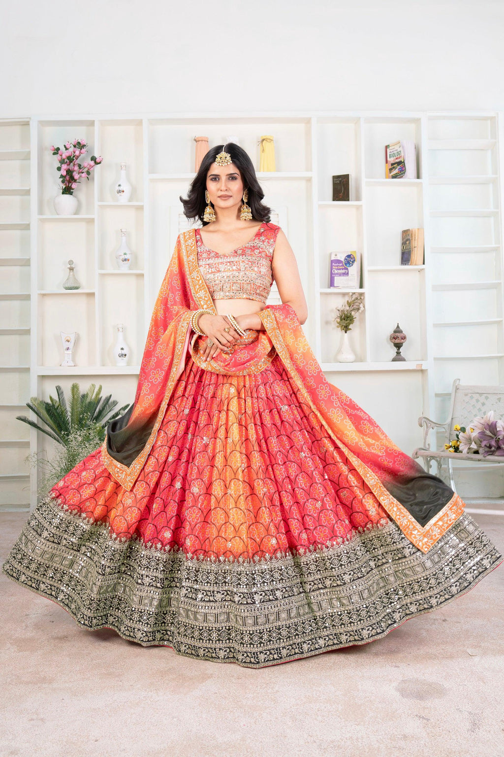 Lehenga Mart Designer Wedding Lehenga Choli For Women - Orange | Grocsy