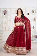 Lehenga Mart Designer Wedding Lehenga Choli For Women - Red | Grocsy