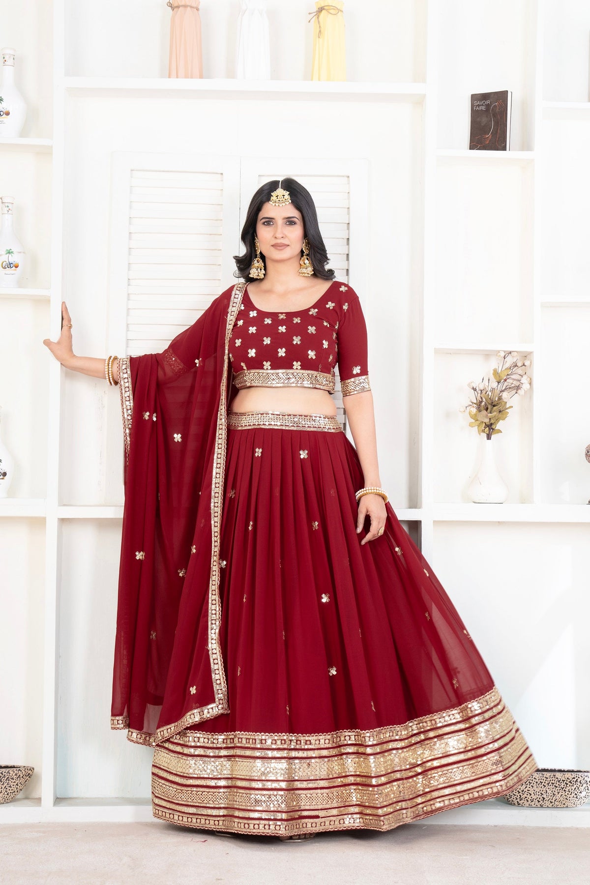 Lehenga Mart Designer Wedding Lehenga Choli For Women - Red | Grocsy