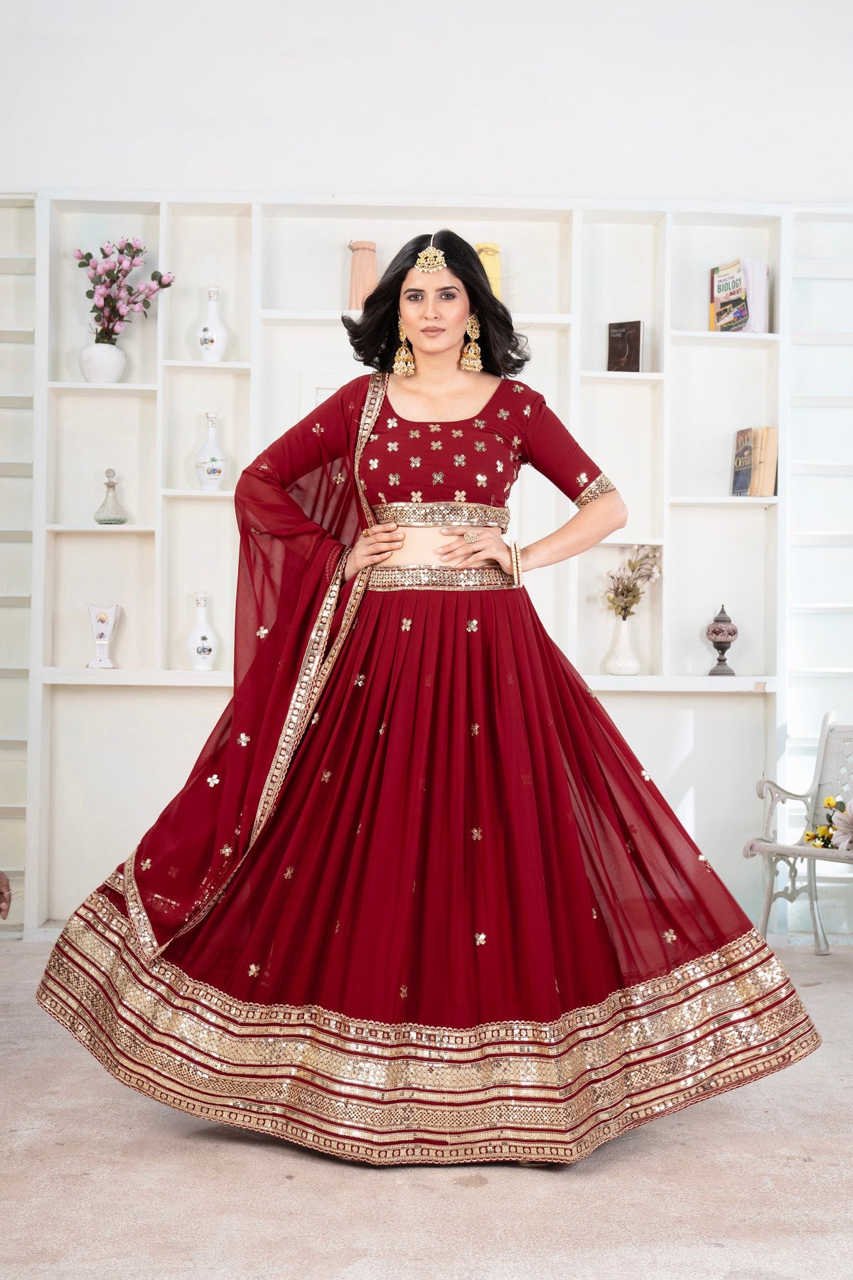 Lehenga Mart Designer Wedding Lehenga Choli For Women - Red | Grocsy