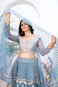 Lehenga Mart Designer Wedding Lehenga Choli For Women - Sky Blue | Grocsy