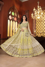 Lehenga Mart Designer Wedding Lehenga Choli For Women - Parrot Green | Grocsy