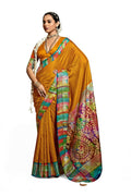 Joban Fashion Tushar Silk Mustard Colored With Zari Border And Designer Pallu Saree | Grocsy