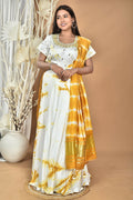 Morchari Women Tai Dai And Hand Embroidery Lehenga-Yellow | Grocsy