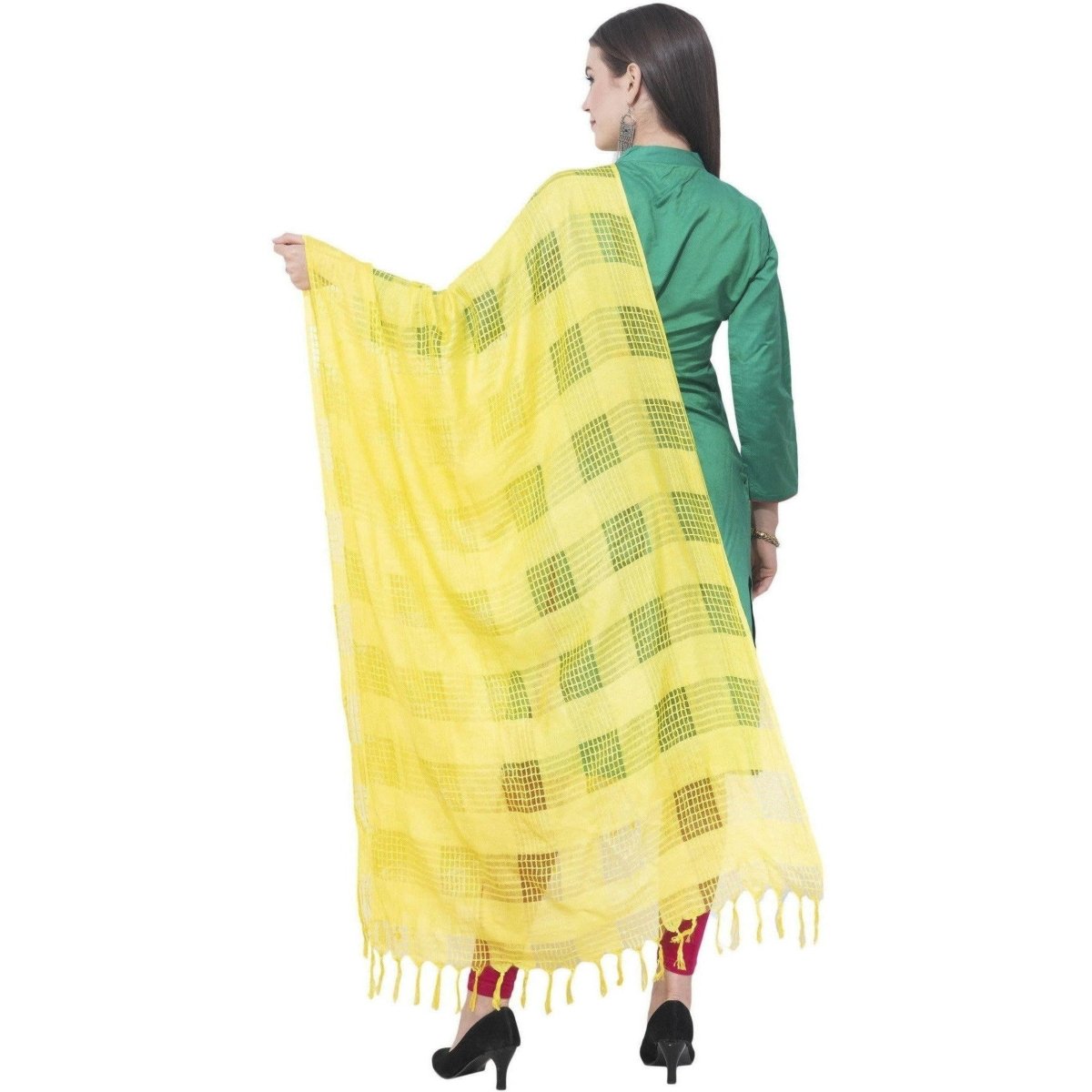 A R Silk Lemon Color Window Square Cotton Dupattas and Chunnis | Grocsy