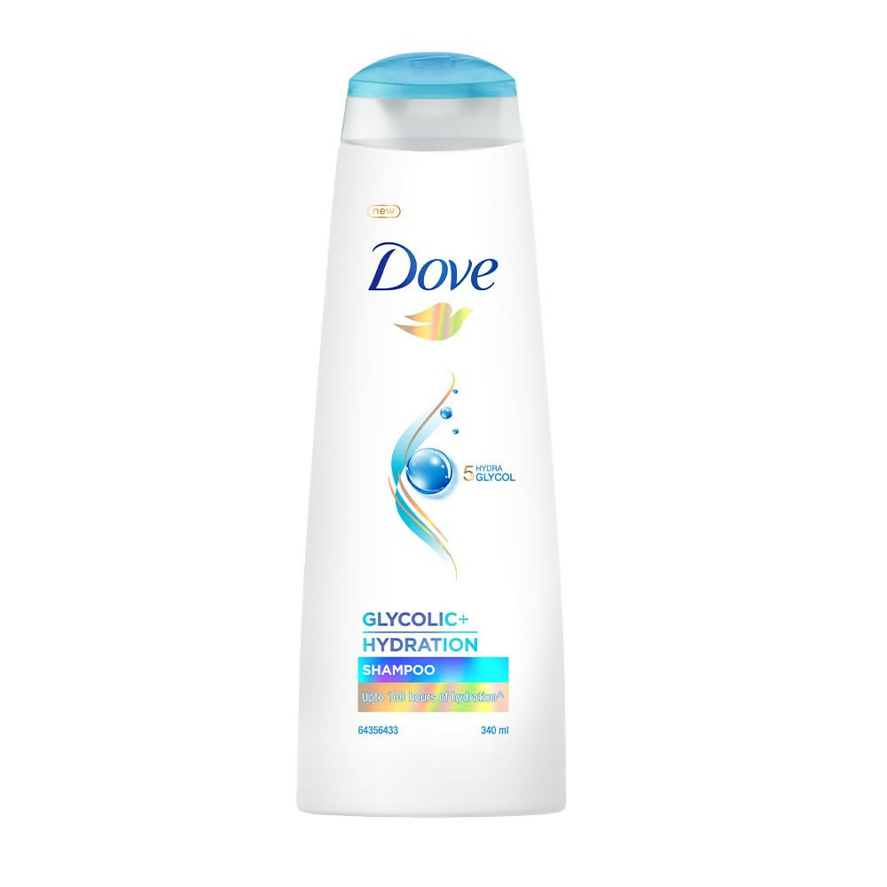 Dove Glycolic + Hydration Shampoo With 5% Hydra-Glycol For Upto 100 Hours Of Hydrated, Fluid Hair | Grocsy