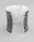 VOJ Silver Plated Oxidised Cuff Bracelet | Grocsy