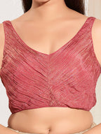 Joban Fashion Onion Pink Tissue Padded Blouse With Sweetheart Neck Sleeveless | Grocsy