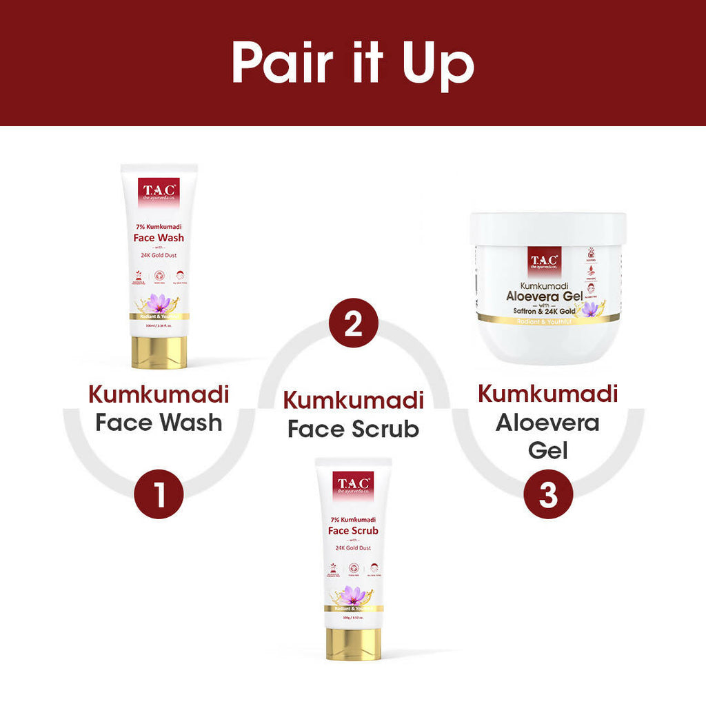TAC - The Ayurveda Co. Kumkumadi Natural Aloevera Gel for Face & Body with Saffron & 24K Gold Flakes | Grocsy