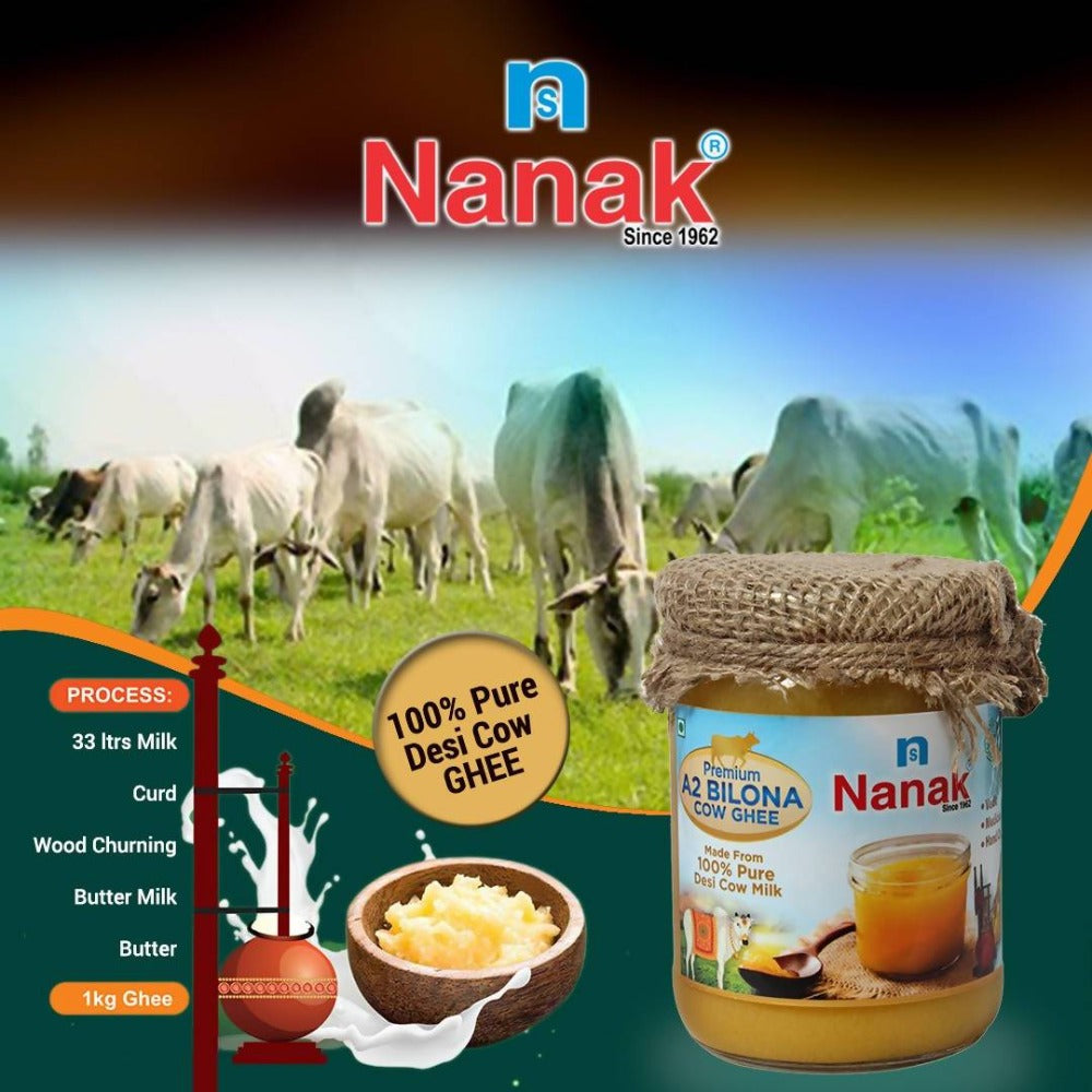 Nanak Desi A2 Bilona Cow Ghee | Hand Churned | Vedic Bilona Method Ghee | Grocsy