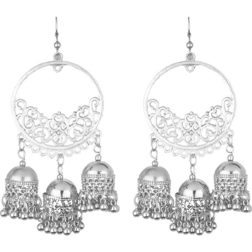 MS Fashion India Stylish Traditional Wear Round Shape With Hanging Jhumkas Earrings | Grocsy