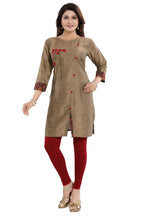 Snehal Creations Dressy Designer Cheeku Raw Silk Embroidered Short Tunic | Grocsy