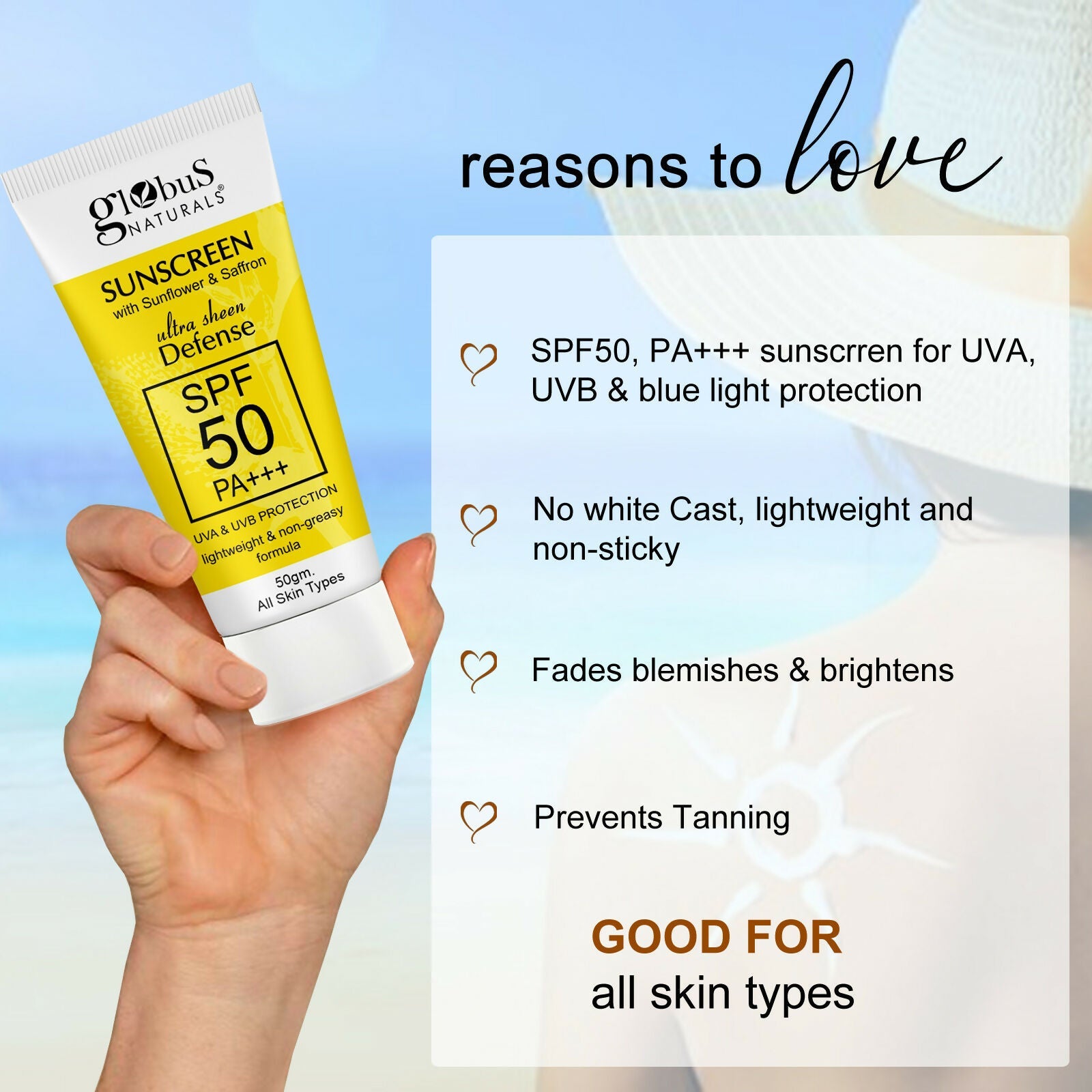 Globus Naturals Sunscreen with Ultra Sheen Defense | Grocsy