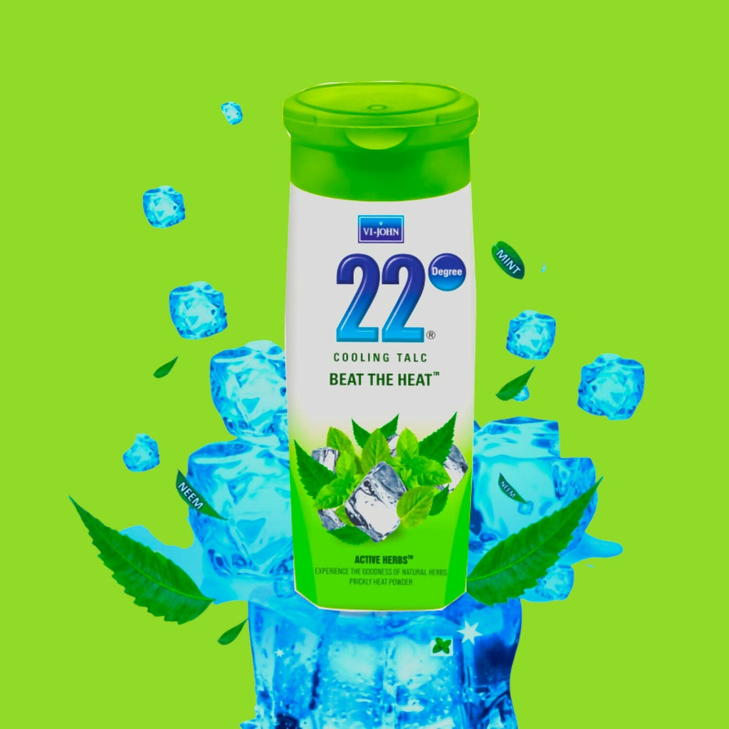 VI-JOHN 22 Degree Cooling Talc Beat the Heat Neem and Mint | Grocsy