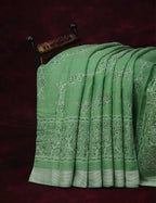 Leaf Green Coloured Block Print Semi Chanderi Saree By Gayathri Reddy Designer Studio | Grocsy