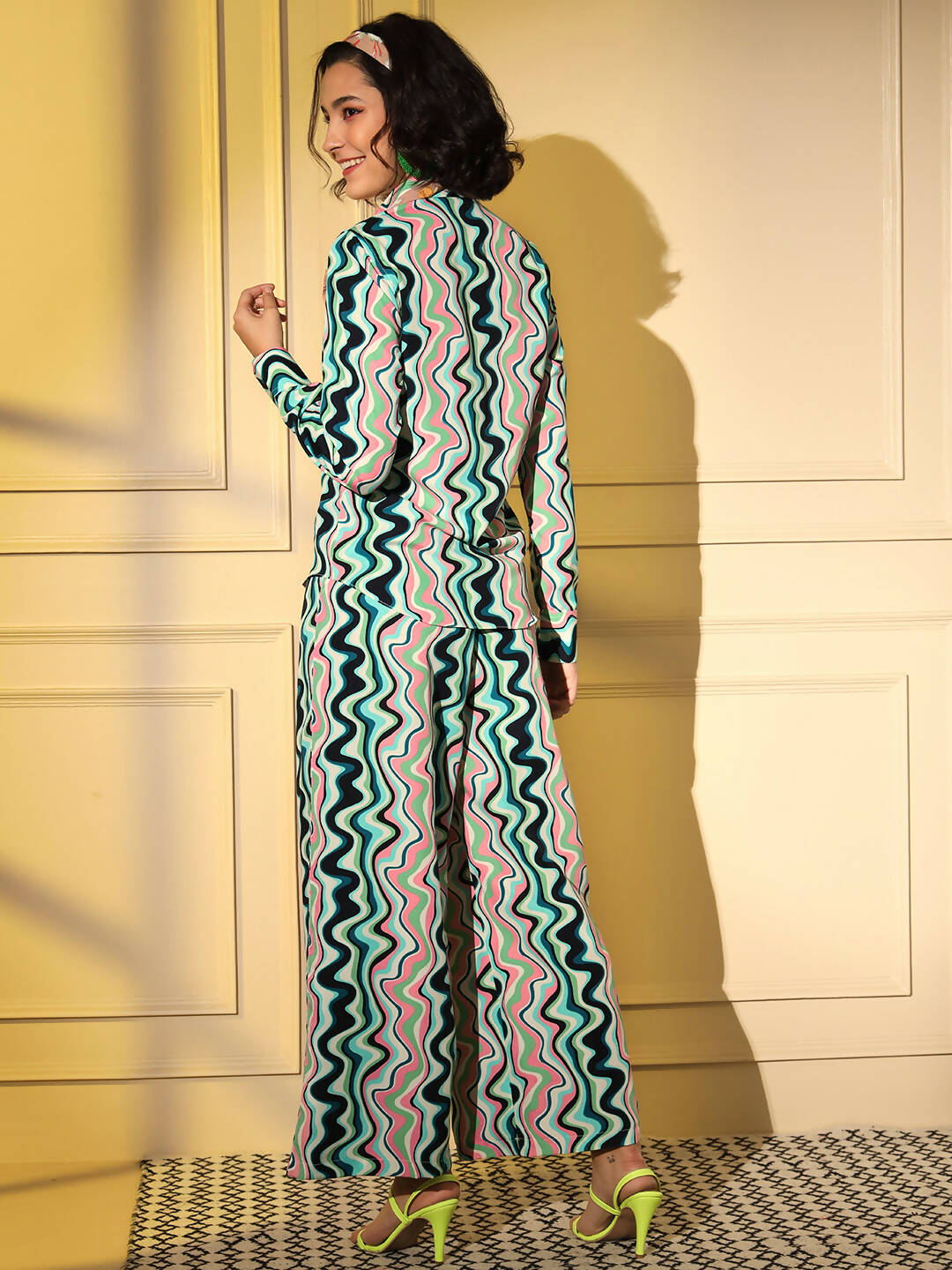 Light Blue Crepe Digital Printed Top With Matching Trouser - Shivani | Grocsy