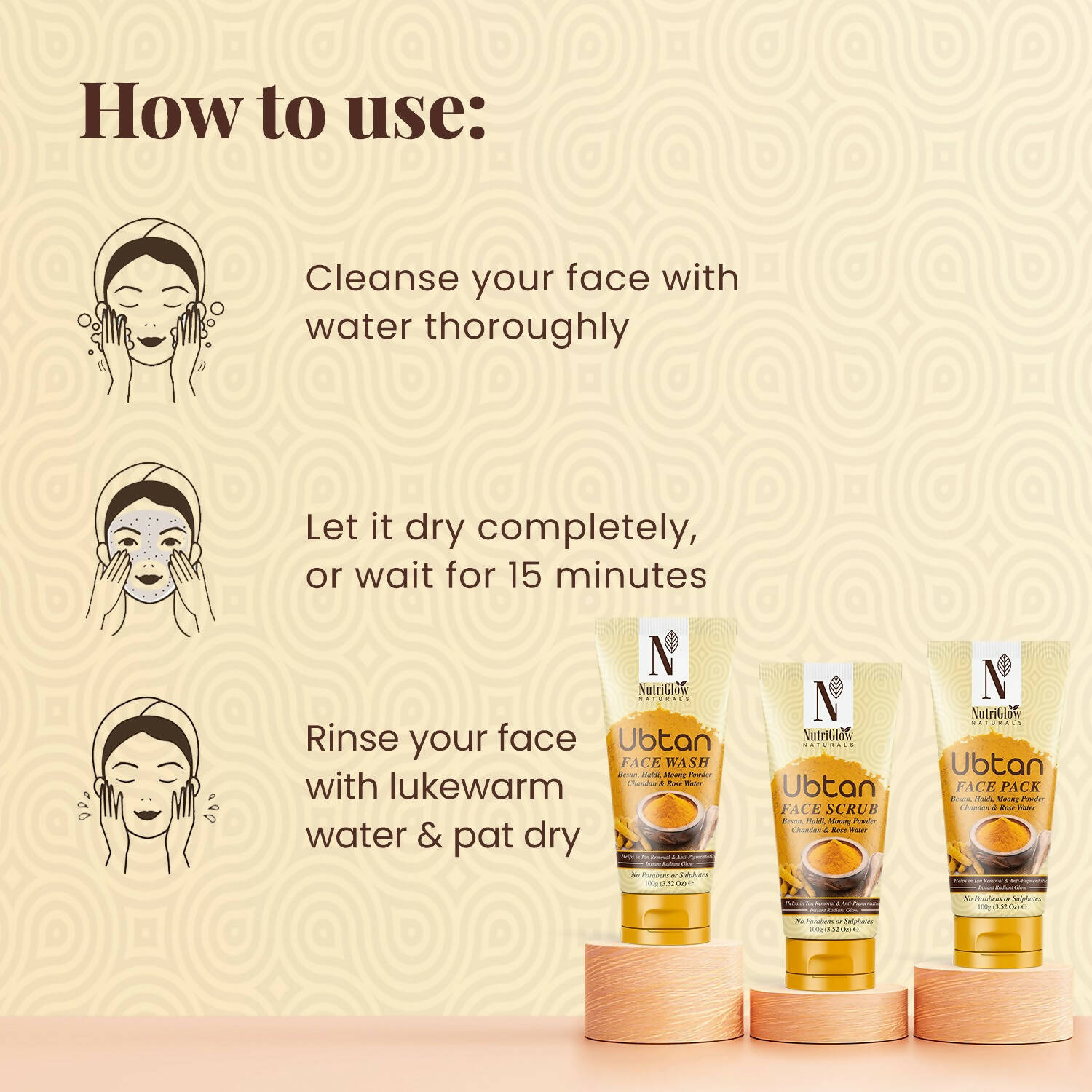 NutriGlow NATURAL'S Ubtan Face & Body Pack with Haldi & Chandan | Grocsy