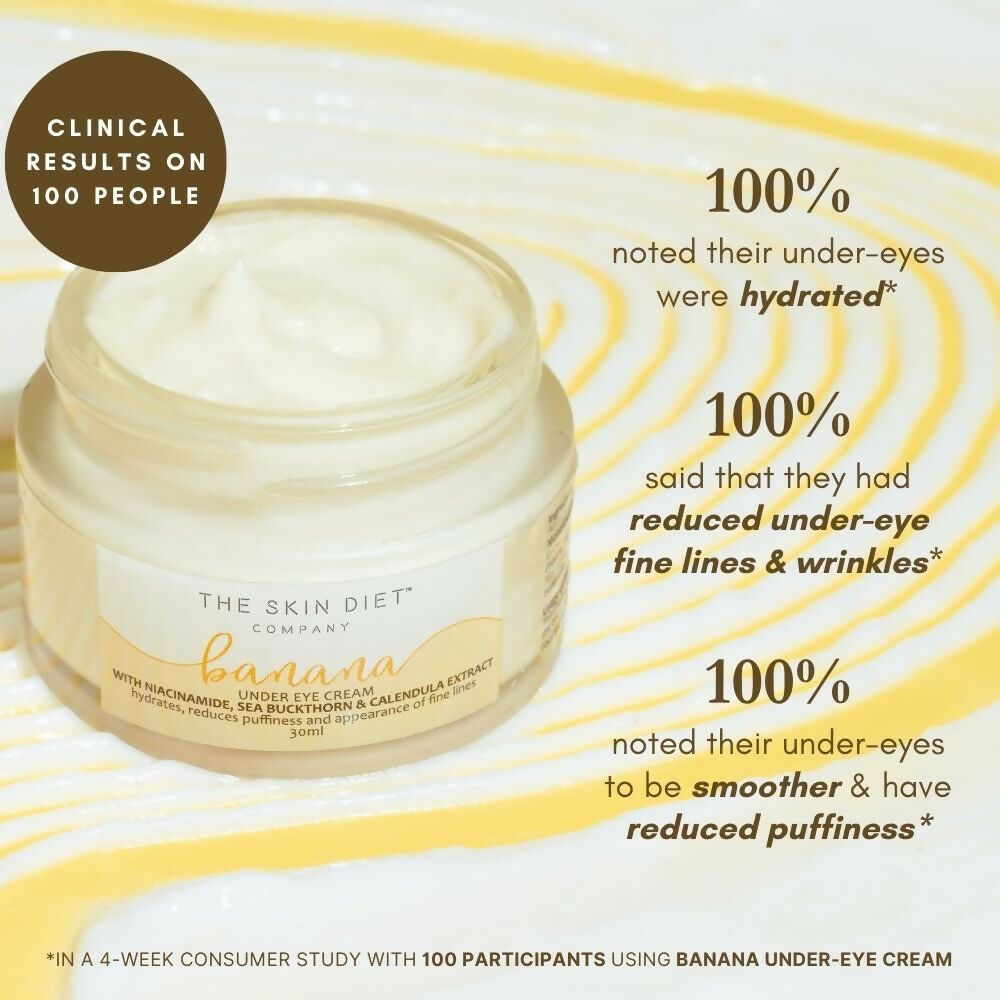 The Skin Diet Company Banana Brightening Under-Eye Cream - Dark Circles, Fine Lines with Niacinamide | Grocsy
