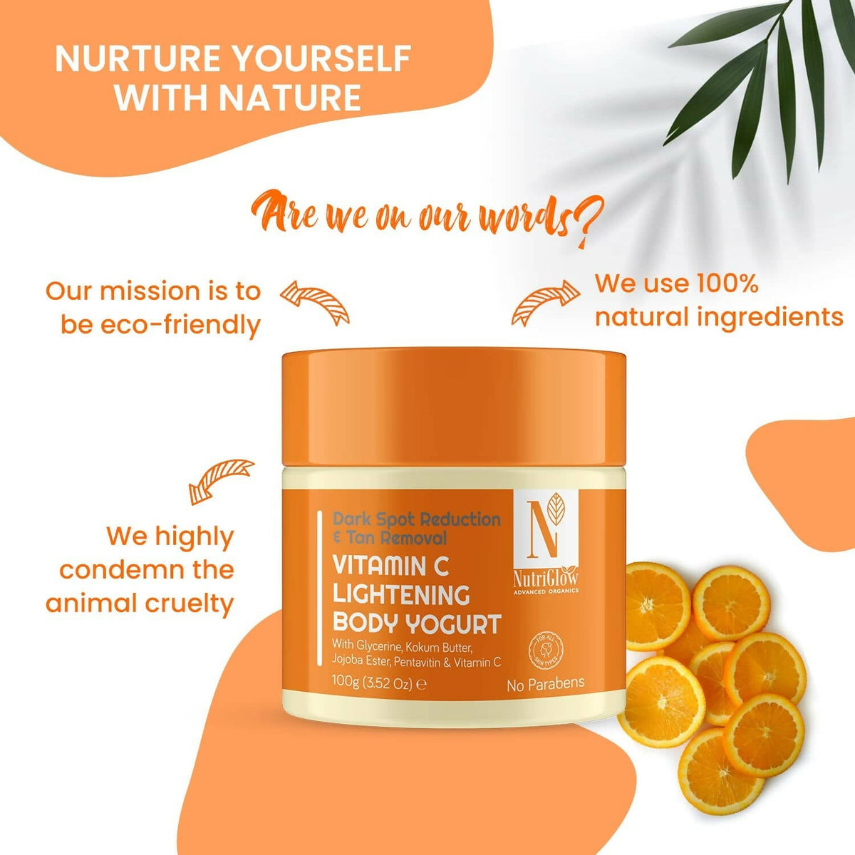 NutriGlow NATURAL'S Vitamin C Lightening Body Yogurt, Moisturize Skin, Deep Nourishing | Grocsy