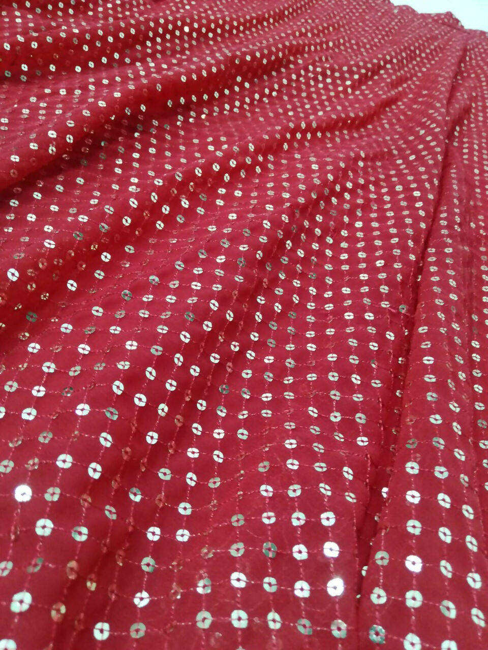Jyoti Fashion Gorgeous Gajri Red 5MM Ton To Ton Red Thread Embroidery Faux Georgette Lehenga Choli with Dupatta | Grocsy