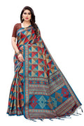 Vamika Multicolor Kalamkari Print With Jhalar Khadi Silk Saree (TANISHA RED) | Grocsy
